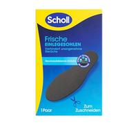 Scholl Semelles fraîches, éliminant les odeurs, avec charbon actif neutralisant les odeurs, idéales pour les chaussures de sport en sueur ou malodorantes, semelles ajustées, 36-46, 1 paire de semelles