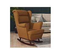 Fauteuil à Bascule et Pieds en Bois Massif d'Hévéa Fauteuil de Détente Salon Salle de Séjour Chambre Maison Intérieur Marron Velours 329371