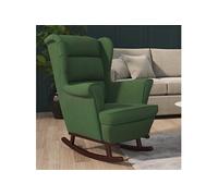 Vidaxl Fauteuil À Bascule Et Pieds En Bois D'hévéa Vert Foncé Velours Multicolore