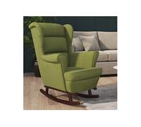 Vidaxl Fauteuil À Bascule Et Pieds En Bois D'hévéa Vert Clair Velours Multicolore