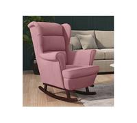 Schommelstoel met massief rubberwood poten fluweel roze329367