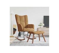 vidaXL Chaise à Bascule avec Repose-pied Fauteuil de Relaxation avec Tabouret Siège de Détente Salon Maison Intérieur Marron Velours Brun