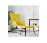 Vidaxl Chaise À Bascule Avec Repose-Pied Jaune Moutarde Velours Jaune