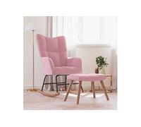 Schommelstoel met voetenbank fluweel roze328154