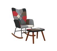 vidaXL Schommelstoel met voetenbank patchwork stof328204 Multicolore G