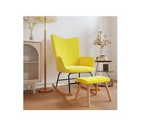 Vidaxl Chaise À Bascule Avec Tabouret Jaune Moutarde Tissu Jaune