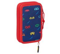 Safta PJMASKS Ready - Trousse scolaire pour enfant, avec 28 outils inclus, pratique et polyvalente, qualité et résistance, 12,5 x 4 x 19,5 cm, bleu marine, bleu marine, Estándar, Décontracté