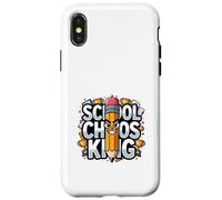 School Chaos King Funny Student Humour Design Coque pour iPhone X/XS