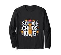 School Chaos King Funny Student Humour Design Manche Longue