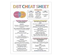 School Counselor Poster DBT Cheat Sheet Mindfulness Coping Skills Dialectical Print For Classroom Decor Mental Health(Framed,12x18inch(30x45cm))