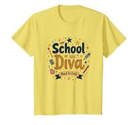 School Diva Back to Cool Girls Student Queen Starry Crayons T-Shirt, Enfant, Citron, 8 Ans