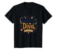 School Diva Back to Cool Girls Student Queen Starry Crayons T-Shirt, Enfant, Noir, 8 Ans