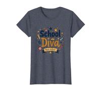 School Diva Back to Cool Girls Student Queen Starry Crayons T-Shirt, Femme, Bleu Chiné, XS