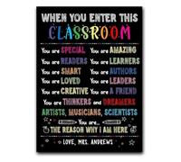 School Entry Poster Environment Canvas Wall-Art Bedroom Decor | Enter with smile leave with knowledge curiosity wonder(Framed,16x24inch(40x60cm))