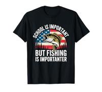 School is Important But Fishing is Importanter Cool Fishing T-Shirt