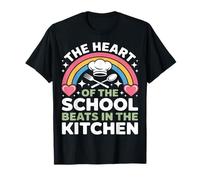 School Kitchen Crew Heart Lunch Lady Rainbow Cafétéria Chef T-Shirt