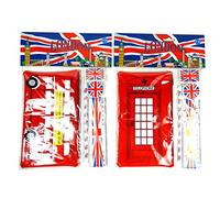 School Kits and Pencil Cases - London Red Bus and Telephone Pencil Cases and Union Jack Accessories (Pack of 2 Sets, One of Each)