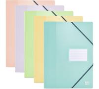 School Life A4 Folder With Elastic Band For 80 Views/40 Pockets Cover Polypropylene Pastels Random Colour