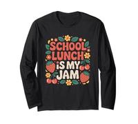 School Lunch is My Jam Strawberry Cherry Back to School Manche Longue