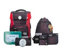 School-Mood Sac d'école gris foncé rouge pour fille et garçon Champion mit LED Patchy Schulranzen-Set 7 pièces Mika 265889