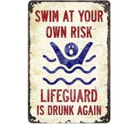 School Pool Rules Metal Sign Whimsical Swim Advisory Decor for Outdoor Shower Changing Room Sauna Steam Room Gym 8 X 12 inch