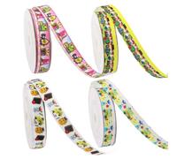 School Ribbon, Printed Ribbon, Wrapping & Decorating, 4 Rolls of Long Decorative Ribbons, Craft Supplies for Enthusiasts, Event Planners, Welcome Coordinators, Home Stylists, Parents, Students