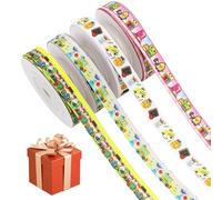 School Ribbon, Teacher Appreciation Ribbon, 0.39x177.17in Decorative Craft Supplies, 4 Long Authentic Rolls, Bright Colorful Designs for Enthusiasts, Event Planners, Welcome Coordinators, Home