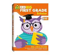 School Zone- Big First Grade Scholar Workbook-320 pages, Ages 6 to 7, Time, Money & Fractions, Phonics & Spelling, basic Math, Reading Comprehension, Vocabulary, and more
