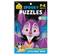 School Zone Spooky Halloween Puzzles Workbook: 48 Pages, Preschool, Kindergarten, Coloring Book, Mazes, Hidden Pictures, Dot to Dots, Stickers & Learning Activities, Ages 3 to 6