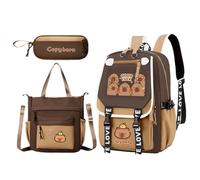 SchoolBackpacks for Girls - Adorable Capybara Junior High schoolBackpack with Lightweight Design | Children's Bookbag Set with Messenger Bag and Pencil Case for Teens Kids Boys Girls schoolTravel, B