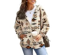 SCHOOLMOON Veste Polaire Femme Avec Capuche Hiver Zippée Manteau Décontracté Chaud Blouson Mode Épais Outerwear Avce Poche (Beige,XL)