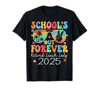 Schools Out Forever Retired Lunch Lady 2025 Retro Retirement T-Shirt