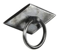 Schorgöhfer & Frehe Poignée de meuble style maison de campagne - Poignée pliante à carreaux - Plaque avec poignée annulaire 68 x 35 mm, fer étamé vieilli