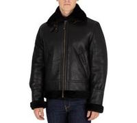 Schott Homme Veste en cuir à garniture de fourrure, Noir Noir G