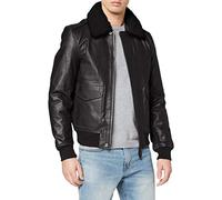 Schott Nyc Blouson Cuir Homme Cuir, Noir (Black/Black Fur), L Homme
