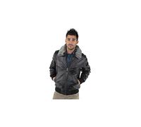 Veste sportswear Schott Homme Veste en cuir à col en fourrure, Noir