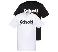Schott NYC Homme Tspklogo-White/Black-m T-Shirt, Blanc, M EU