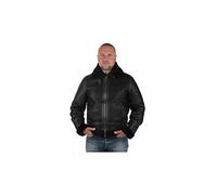 Schott Homme Veste en cuir à garniture de fourrure, Noir Noir G