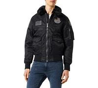 Schott NYC Mixte Oharavintrs BLOUSON PILOTE AVEC BADGES ET COL FAUSSE FOURRURE AMOVIBLE SCHOTT, Noir, S EU
