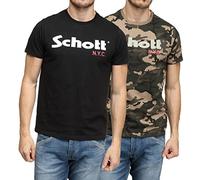 Schott Nyc TS01MCLOGO T-Shirt, Homme, Lot de 2, Multicolore (Camokaki/Black), L