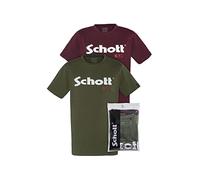 Schott Nyc TS01MCLOGO T-Shirt, Homme, Lot de 2, Multicolore (Kaki/Bordeaux), XXL