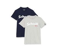 Schott Nyc TS01MCLOGO T-Shirt, Homme, Lot de 2, Multicolore (Navy/Grey), 3XL