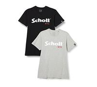 Schott Nyc TS01MCLOGO T-Shirt, Homme, Lot de 2, Noir/Gris (BLACK/H.GREY), S