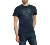 Schott Pour des hommes T-shirt imprimé vintage sur le devant, Bleu