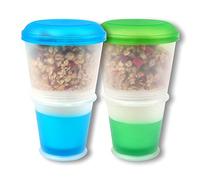 Schramm® 2-Pack Pot de Yaourt à emporter Pot de muesli à emporter Pot de muesli avec Compartiment de Refroidissement intégré