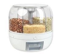 Schramm® Distributeur de céréales pivotant à 360° avec 6 compartiments de 1000ml de capacité Distributeur de céréales Distributeur de corn flakes au choix noir ou blanc 27x27cm sans BPA, Couleur:weiss