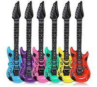Schramm® Guitares à air 6 pièces colorées 100cm en 6 Couleurs Air Guitar Air Guitar Gonflable 6-Pack