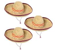 Schramm® Lot de 3 chapeaux de paille sombrero - Diamètre : 44 cm - En raphia mexicain - Pour fête hawaïenne