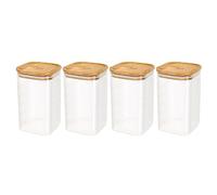 Schramm® Set de 4 ou 5 bocaux à provisions carrés avec couvercle en bambou en 6 tailles différentes Boîtes à provisions étanches à l'air Bocal à provisions Bocal de conservation, Dimension:1200 ml