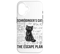 Schrodinger Cat Escape Plan Quantum Mechanics Physique Coque pour iPhone 16